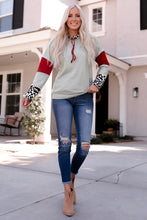 Load image into Gallery viewer, Leopard Color Block Drawstring Detail Sweatshirt