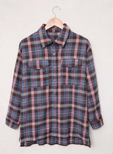 Load image into Gallery viewer, Plaid Slit High-Low Shirt with Pockets