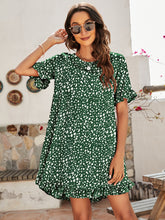 Load image into Gallery viewer, Printed Flounce Sleeve Ruffle Hem Dress
