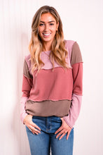 Load image into Gallery viewer, Heimish Full Size Color Block Exposed Seam Waffle-Knit Top