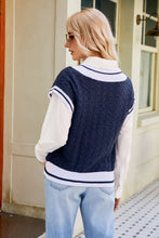 Load image into Gallery viewer, Contrast V-Neck Cap Sleeve Sweater Vest