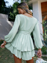 Load image into Gallery viewer, Tie-Waist Balloon Sleeve Layered Romper