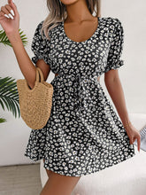 Load image into Gallery viewer, Floral Cutout Flounce Sleeve Dress