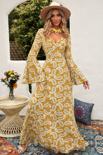 Load image into Gallery viewer, Paisley Print Bell Sleeve V-Neck Maxi Dress