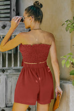 Load image into Gallery viewer, Smocked Frill Trim Tube Top and Shorts Set