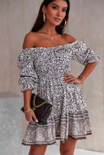 Load image into Gallery viewer, Printed Off-Shoulder Pleated Dress