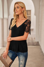 Load image into Gallery viewer, Side Lace V Neck T-Shirt