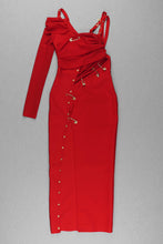 Load image into Gallery viewer, One Sleeve Pin Detail Slit Dress
