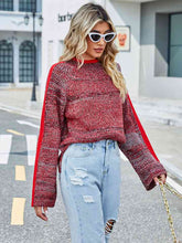 Load image into Gallery viewer, Heathered Round Neck Long Sleeve Sweater