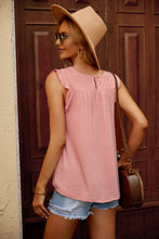 Load image into Gallery viewer, Keyhole Back Ruffle Shoulder Sleeveless Top