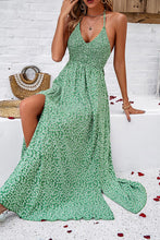 Load image into Gallery viewer, Smocked Slit Tied Printed Dress
