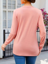 Load image into Gallery viewer, Ruched V-Neck Long Sleeve T-Shirt