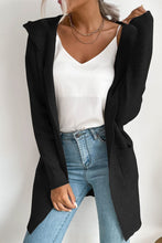 Load image into Gallery viewer, Ribbed Open Front Hooded Cardigan with Pockets
