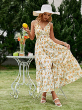 Load image into Gallery viewer, Floral Fake Pearl Button Slit Maxi Dress