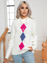 Load image into Gallery viewer, Openwork Geometric Mock Neck Sweater