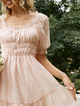 Load image into Gallery viewer, Ruched Frill Trim Smocked Waist Mini Dress