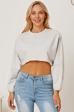 Load image into Gallery viewer, Round Neck Dropped Shoulder Cropped Sweatshirt