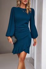 Load image into Gallery viewer, Ruched Ruffled Balloon Sleeve Mini Dress