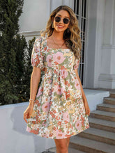 Load image into Gallery viewer, Floral Square Neck Cutout Mini Dress
