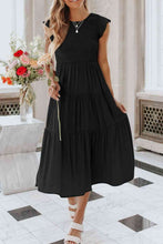 Load image into Gallery viewer, Round Neck Short Sleeve Tiered Midi Dress