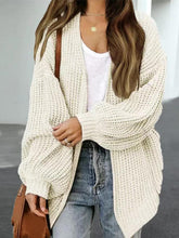 Load image into Gallery viewer, Drop Shoulder Balloon Sleeve Cardigan