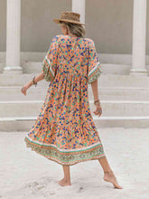 Load image into Gallery viewer, Printed V-Neck Short Sleeve Maxi Dress