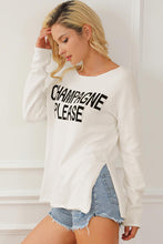 Load image into Gallery viewer, CHAMPAGNE PLEASE Long Sleeve Slit Sweater