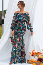 Load image into Gallery viewer, Floral Ruffle Trim Off-Shoulder Dress