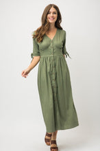 Load image into Gallery viewer, Linen Button Down Tie Sleeve Dress