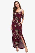 Load image into Gallery viewer, Slit Scoop Neck Cold-Shoulder Maxi Dress