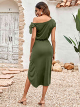 Load image into Gallery viewer, Asymmetrical Front Slit Midi Dress