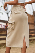 Load image into Gallery viewer, Drawstring Waist Slit Denim Skirt