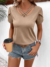 Load image into Gallery viewer, Strappy V-Neck Petal Sleeve Top