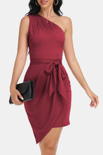 Load image into Gallery viewer, Tie Front One-Shoulder Sleeveless Dress