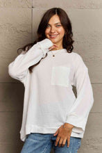 Load image into Gallery viewer, Ninexis Full Size V-Neck Long Sleeve Front Pocket Blouse