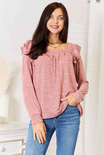 Load image into Gallery viewer, Double Take Square Neck Ruffle Shoulder Long Sleeve T-Shirt