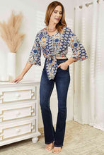 Load image into Gallery viewer, Double Take Tie Hem V-Neck Three-Quarter Sleeve Blouse
