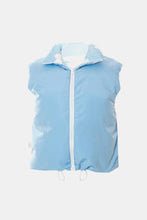 Load image into Gallery viewer, Cloud Print Drawstring Zip-Up Puffer Vest