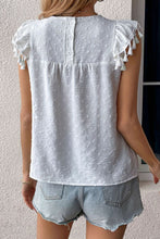 Load image into Gallery viewer, Swiss Dot Tassel Detail Round Neck Blouse