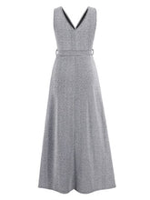 Load image into Gallery viewer, Slit Surplice Tie Waist Sleeveless Dress