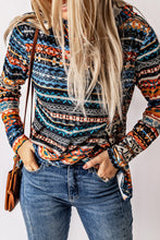 Load image into Gallery viewer, Patterned Drawstring Detail Cowl Neck Hoodie