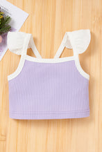 Load image into Gallery viewer, Baby Girl Contrast Trim Ribbed Cami and Shorts Set