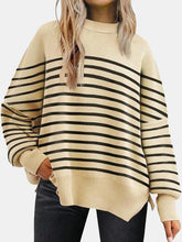 Load image into Gallery viewer, Round Neck Drop Shoulder Slit Sweater