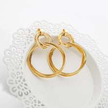 Load image into Gallery viewer, Gold-Plated Copper Double-Hoop Earrings