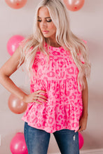 Load image into Gallery viewer, Leopard Round Neck Tiered Blouse