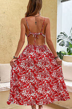 Load image into Gallery viewer, Floral Deep V Tie Back Slit Dress