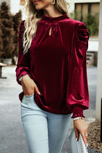 Load image into Gallery viewer, Mock Neck Puff Sleeve Blouse