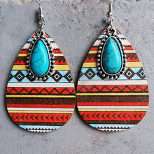 Load image into Gallery viewer, Artificial Turquoise Geometric Teardrop Earrings