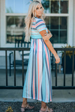 Load image into Gallery viewer, Striped Print High Waist Maxi Dress