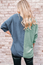Load image into Gallery viewer, Two-Tone Textured V-Neck Blouse